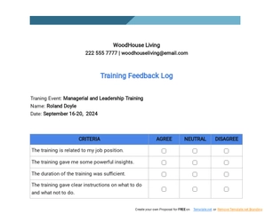 Training Feedback Log Template
