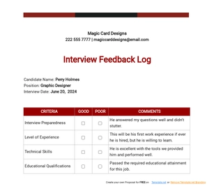 Interview Feedback Log Template