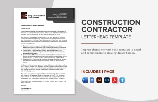 Construction Contractor Letterhead Template