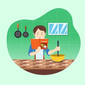Reading Cookbook Illustration
