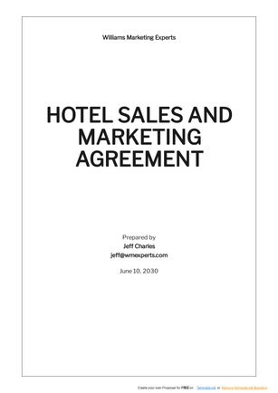 Hotel Sales and Marketing Agreement Template