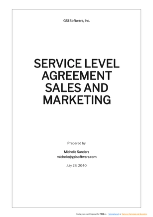Service Level Agreement Sales and Marketing Template
