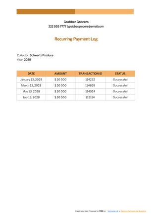 Recurring Payment Log Template