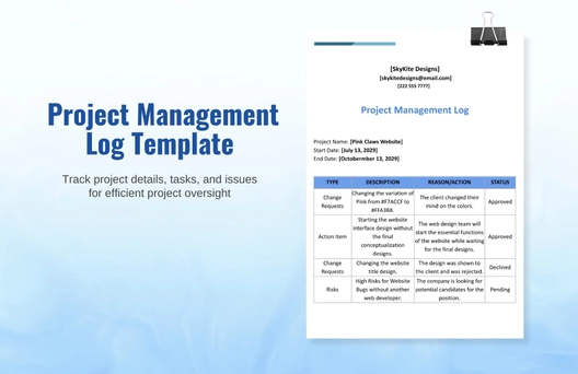 Project Management Log Template