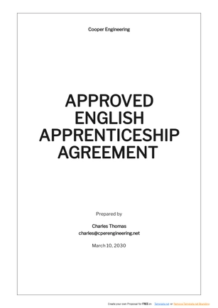 Approved English Apprenticeship Agreement Template