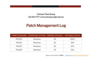 Patch Management Log Template Patch Management Log Template