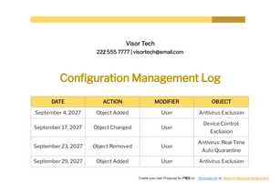 Configuration Management Log Template