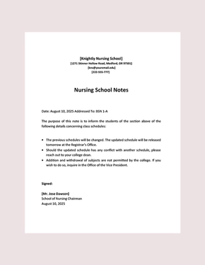 Nursing School Notes Template Nursing School Notes Template