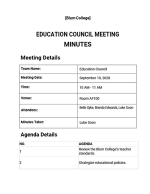 Education Council Meeting Minutes Template