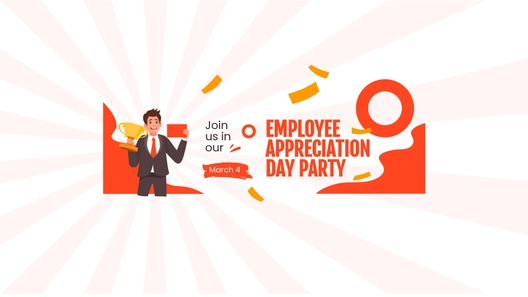 Free Employee Appreciation Day Party YouTube Banner Template to Edit Online