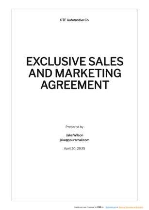 Exclusive Sales and Marketing Agreement Template