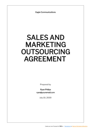Sales and Marketing Outsourcing Agreement Template Sales and Marketing Outsourcing Agreement Template