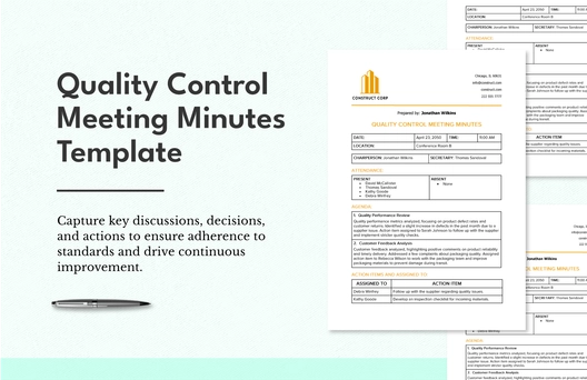 Quality Control Meeting Minutes Template