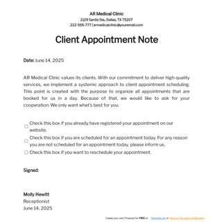 Client Appointment Notes Template