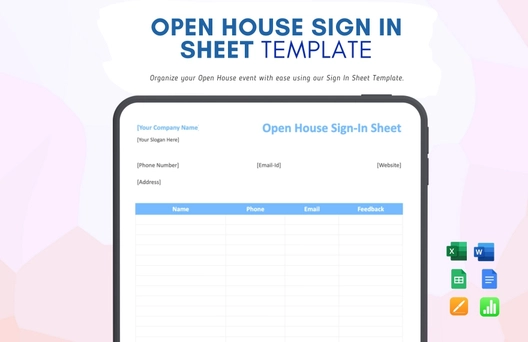 Open House Sign in Sheet Template