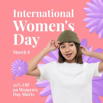 Free Women's Day Offer LinkedIn Post Template to Edit Online