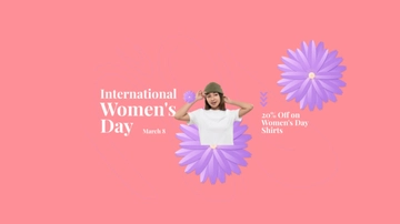 Free Women's Day Offer Youtube Banner Template to Edit Online