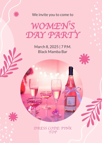 Free Women's Day Party Invitation Template to Edit Online