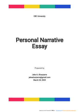 Personal Narrative Essay Template