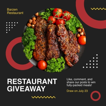 Free Restaurant Instagram Giveaway Template to Edit Online