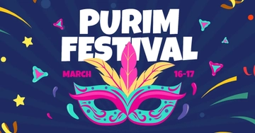 Free Purim Festival Facebook Post Template to Edit Online