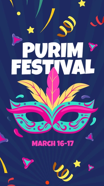 Free Purim Festival WhatsApp Post Template to Edit Online