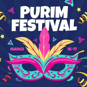 Free Purim Festival LinkedIn Post Template to Edit Online