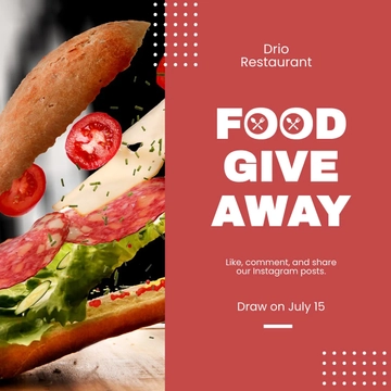 Free Food Instagram Giveaway Temlate Template to Edit Online