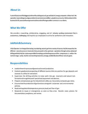 Gas Operator Job Description