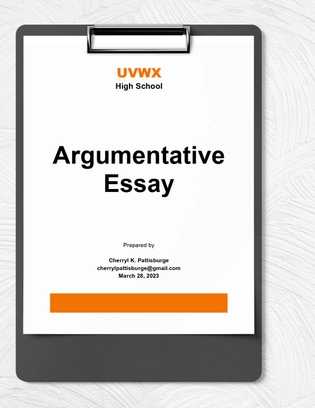 Argumentative Essay Outline Template