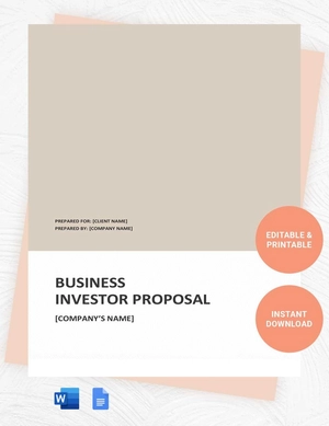 Business Proposal for Investors Template Business Proposal for Investors Template