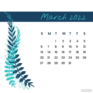 March 2022 Wall Calendar Vector