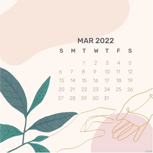 March Daily 2022 Calendar Vector