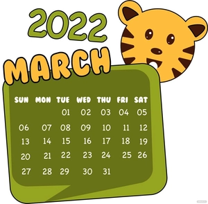 Cartoon March Calendar Vector