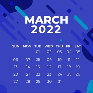 Blue March Calendar Vector
