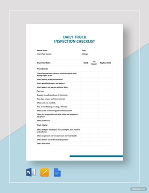 Truck Inspection Checklist Template