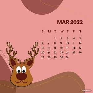 Cute March 2022 Calendar Vector