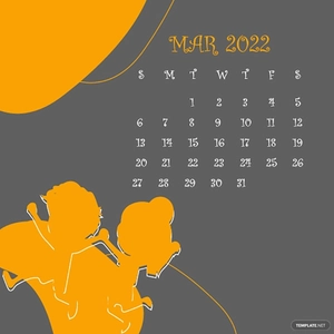 Kids March 2022 Calendar Vector