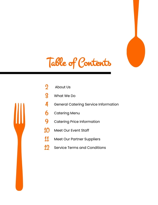 Food Table Of Contents Template