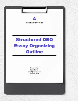 Structured DBQ Essay Organizing Outline Template