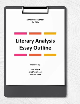 Literary Analysis Essay Outline Template