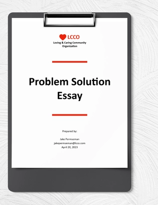 Problem Solution Essay Outline Template