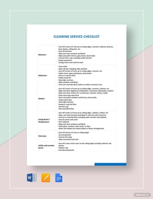 Cleaning Service Checklist Template