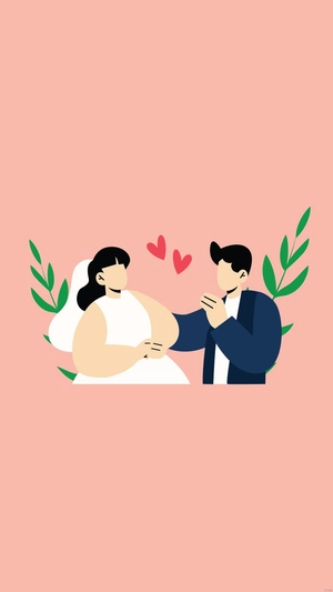 Cartoon Wedding Couple Mobile Background