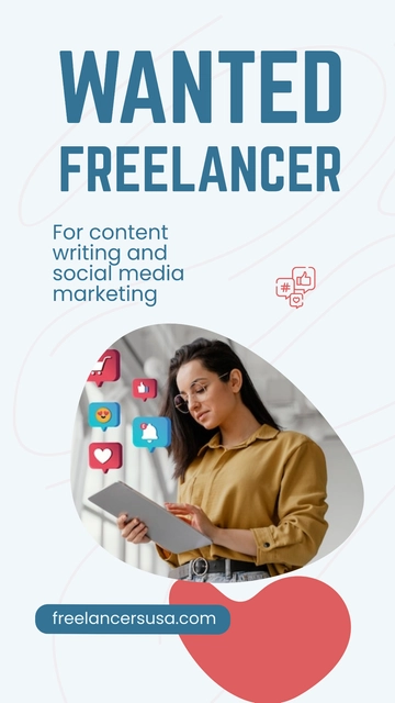 Free Wanted Freelancer Whatsapp Post Template to Edit Online