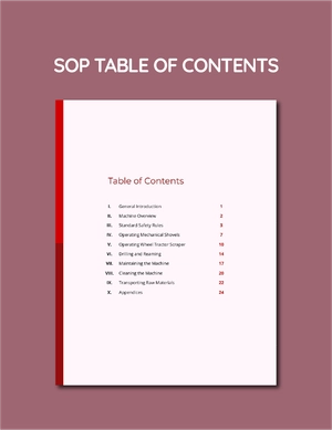 SOP Table of Contents Template