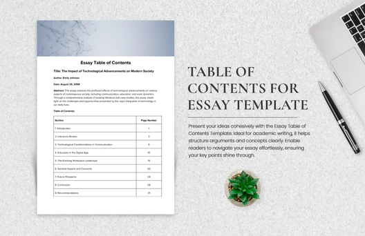 Essay Table of Contents Template
