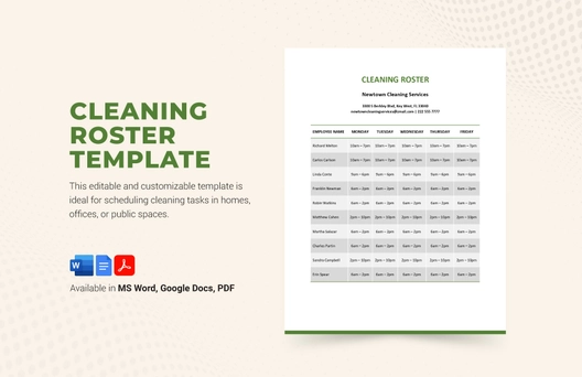 Cleaning Roster Template