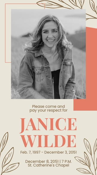 Free Funeral Service Instagram Story Template to Edit Online