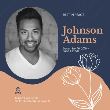 Free Funeral Rest In Peace Linkedin Post Template to Edit Online